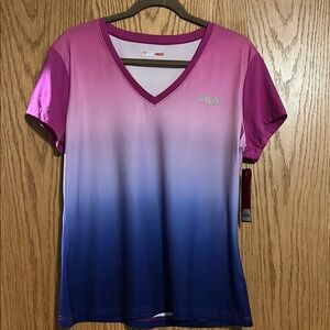 Fila Mixed Blue Moisture Wicking Activewear Short Sleeve Tee Size XL